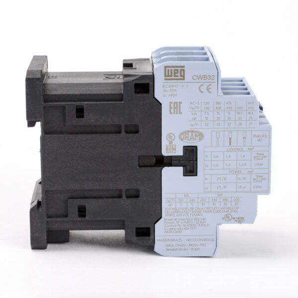 Contactor Trifásico WEG CWB32-11-30 D23 32A 220V AC3 - Imagen 3