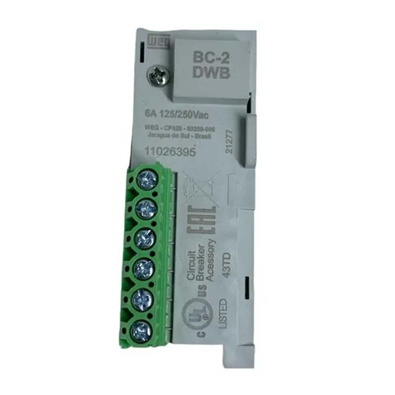 Contacto Auxiliar Doble WEG BC-2 2NAC para Interruptor DWB