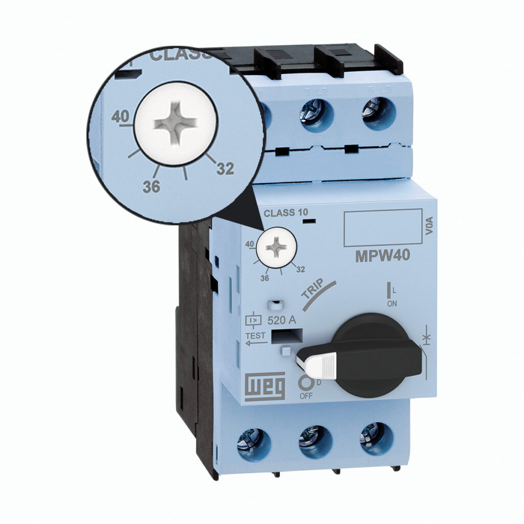 Perilla de regulación de corriente en guardamotor WEG MPW