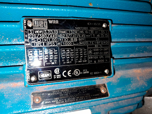 placa-motor-electrico-corriente-nominal Placa de motor eléctrico trifásico ejemplo de cálculo guardamotor trifásico