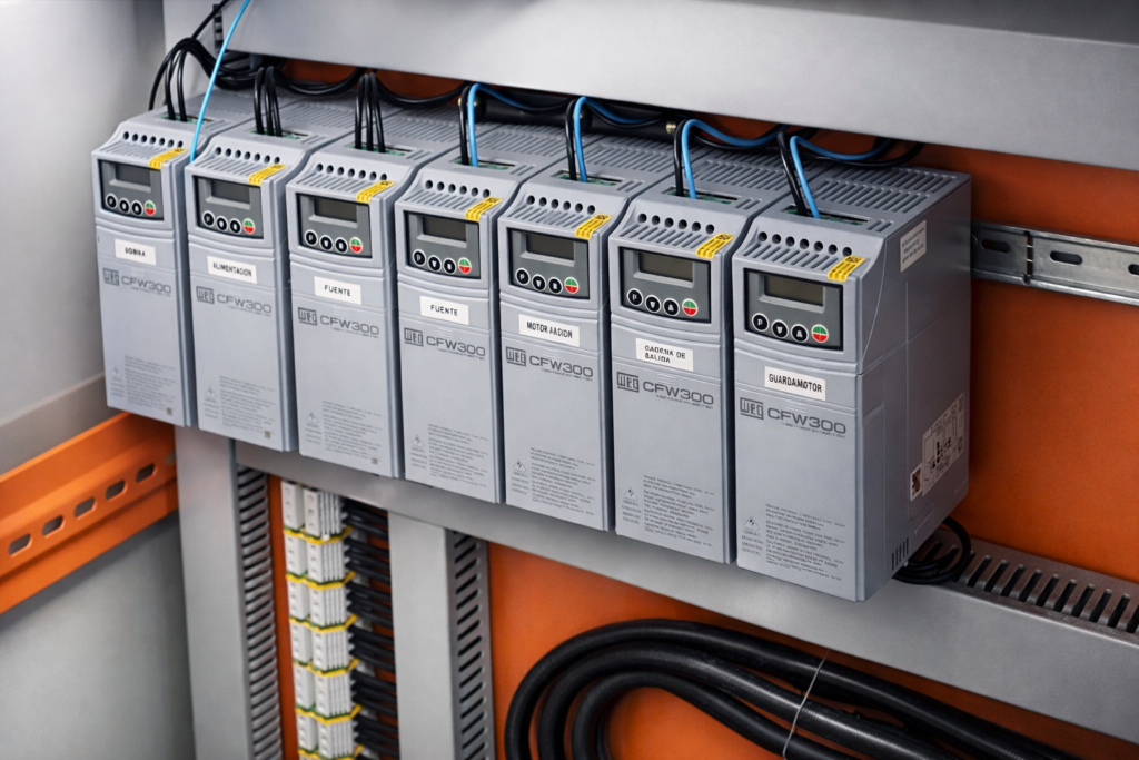 variadores Variador WEG CFW300 instalado en tablero eléctrico